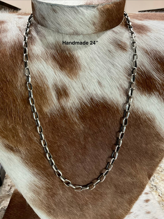 24” Handmade Sterling Silver Paperclip Chain