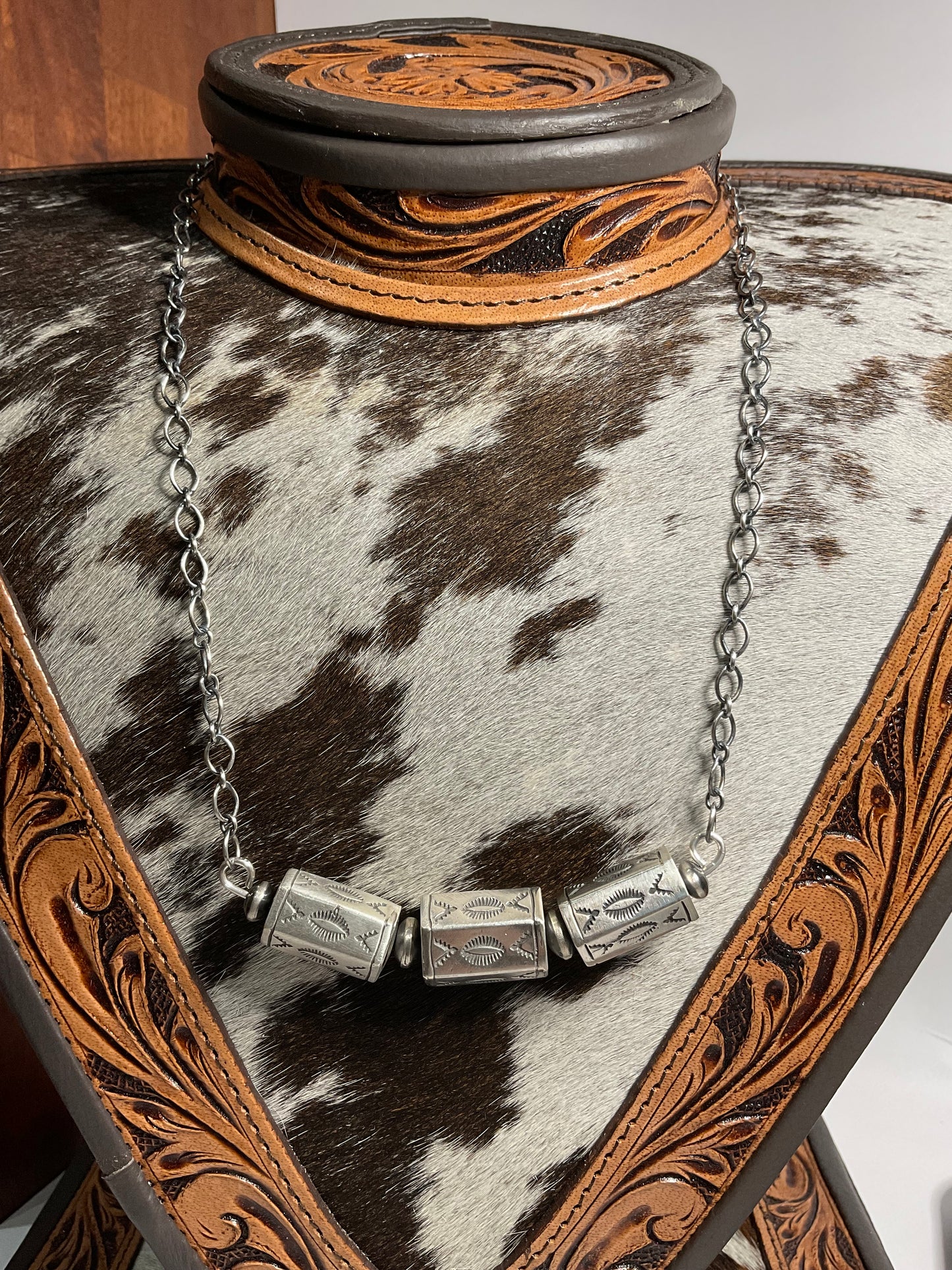 Sterling Silver Barrel Bead Necklace