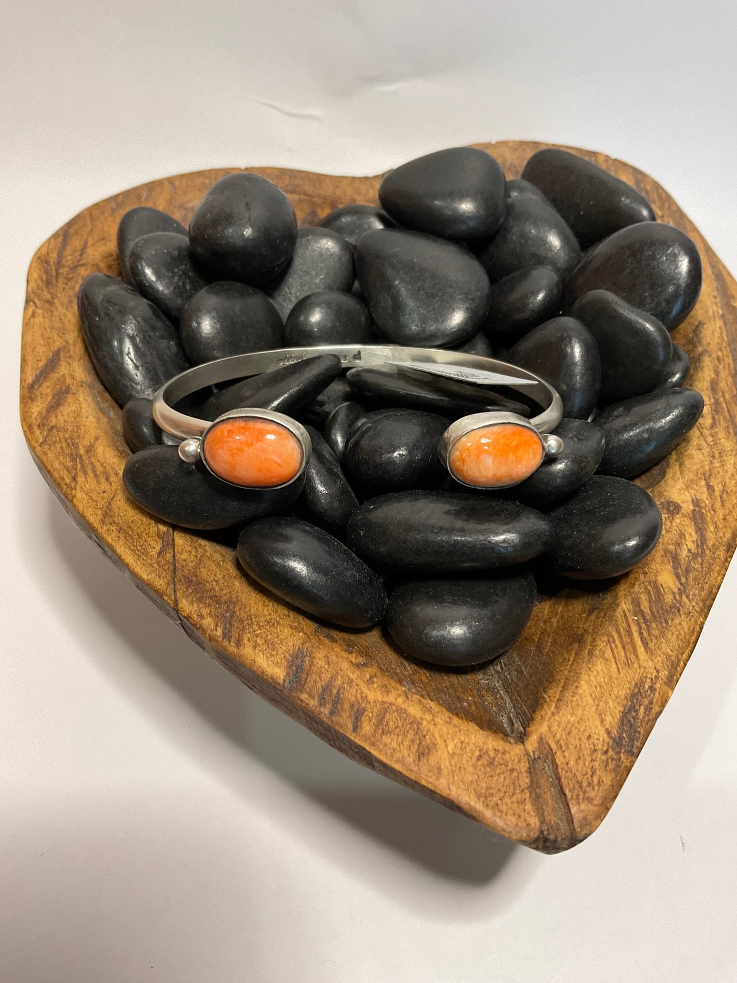 Orange Spiny 2 Stone Reverse Cuff