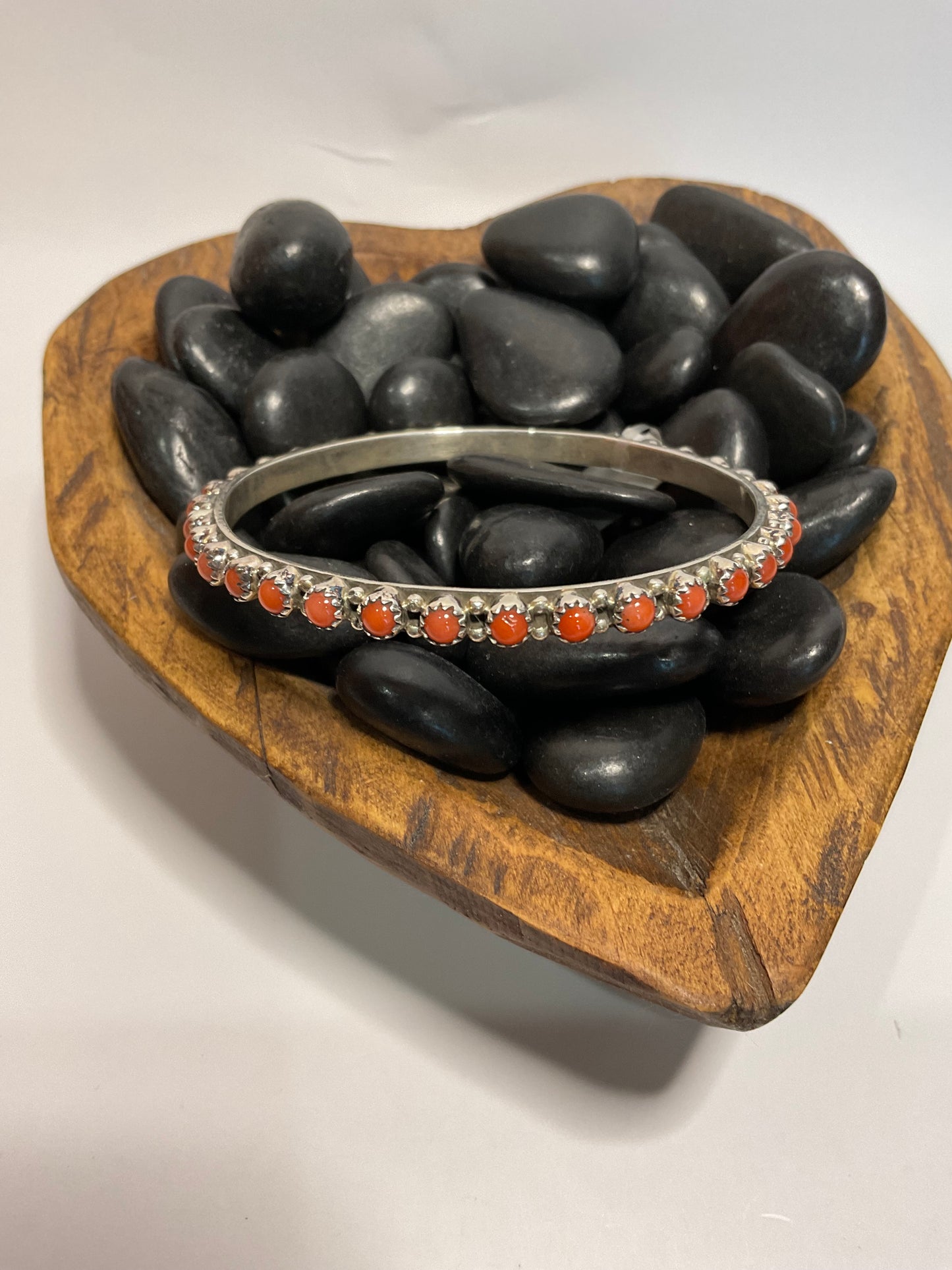 Red Coral Bangle Bracelet