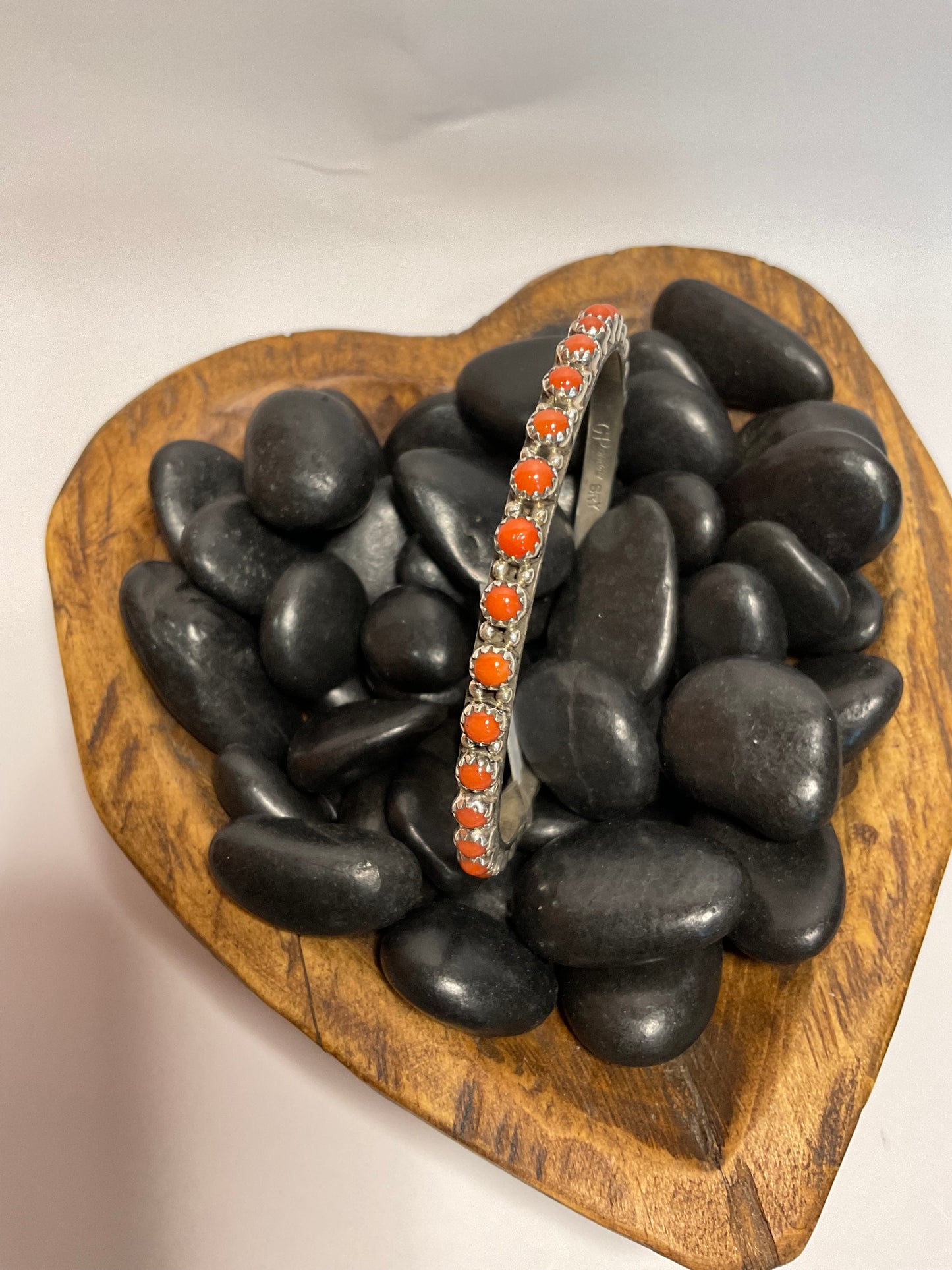 Red Coral Bangle Bracelet