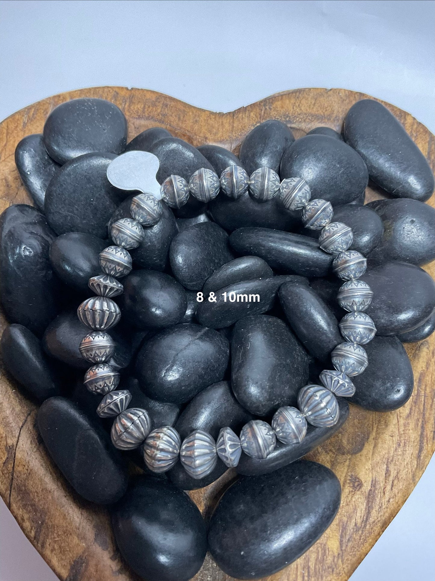 8 & 10mm Sterling Silver Pearls Stretchy Bracelet