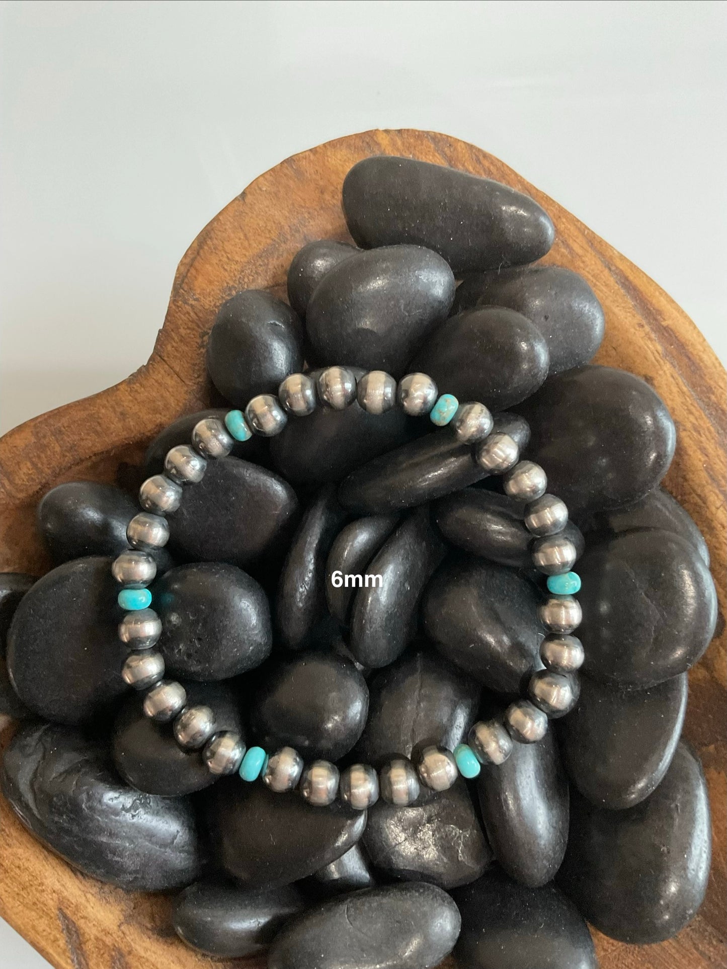 6mm Sterling Silver Disc Pearls w/Kingman