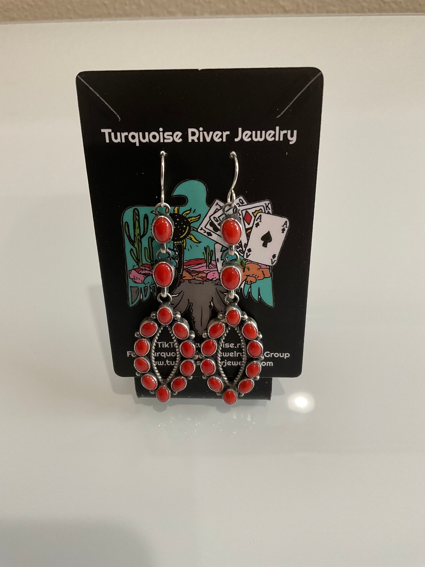 Red Coral Dangle Earrings