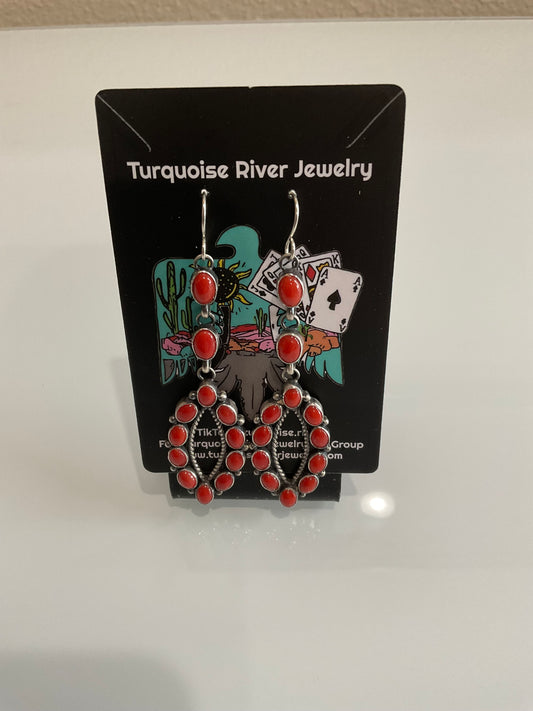 Red Coral Dangle Earrings
