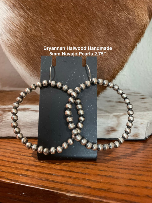 Handmade Navajo Pearl Hoop Earrings