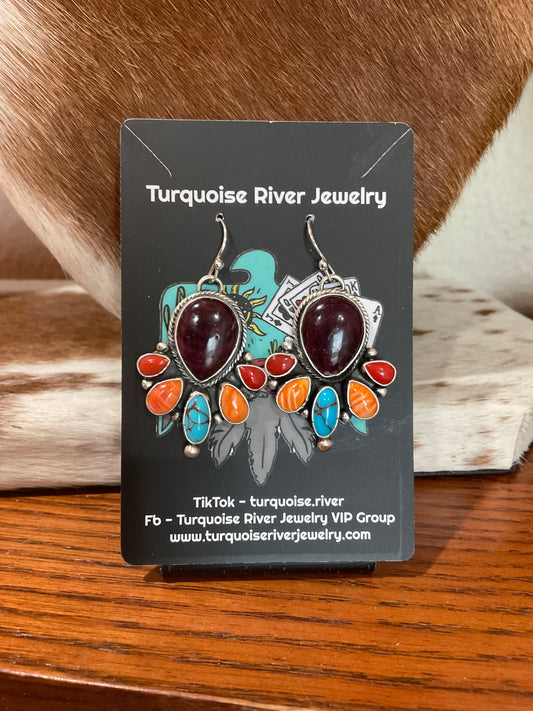 Multistone Cluster Dangle Earrings