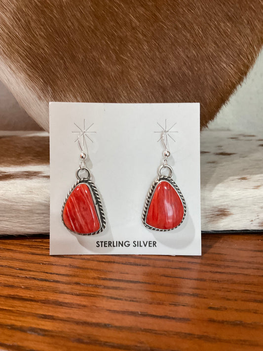Red Spiny Dangle Earrings