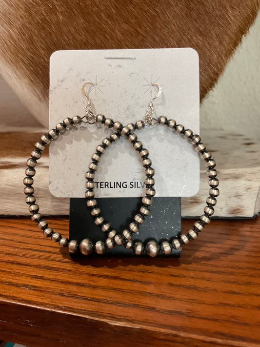 Sterling Silver Pearl Hoop Earrings