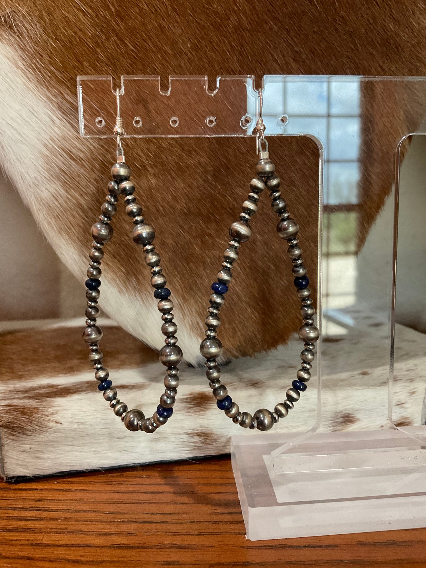 Lapis Pearl Hoop Earrings