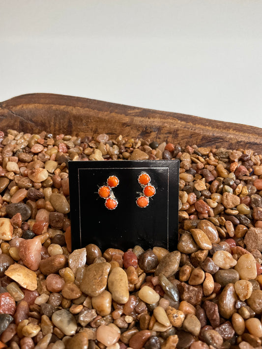 Orange Spiny Stud Earrings