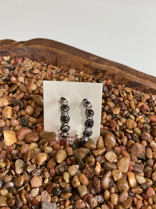 Black Onyx Hoop Earrings