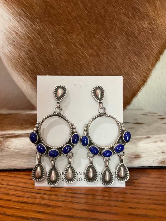 Lapis Stud Dangle Earrings