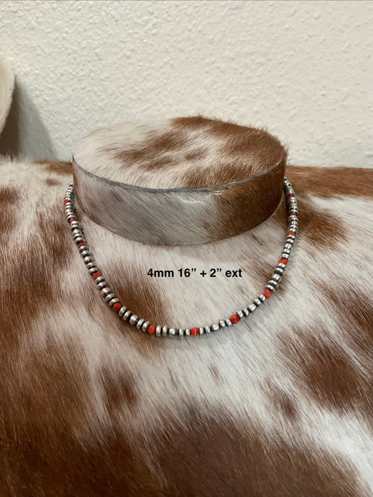 Sterling Silver w/Red Coral