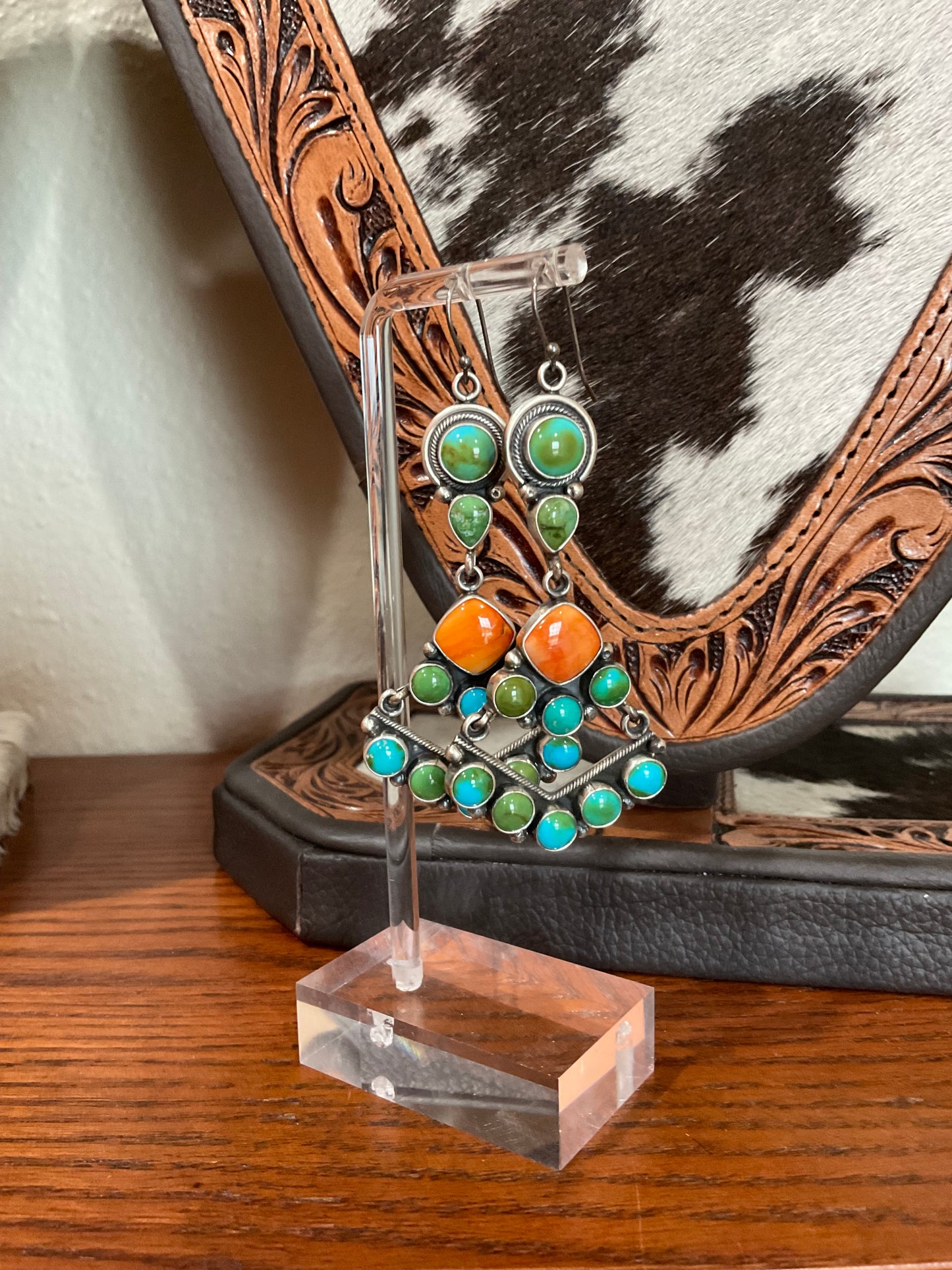 Sonoran Gold & Orange Spiny Chandelier Earrings