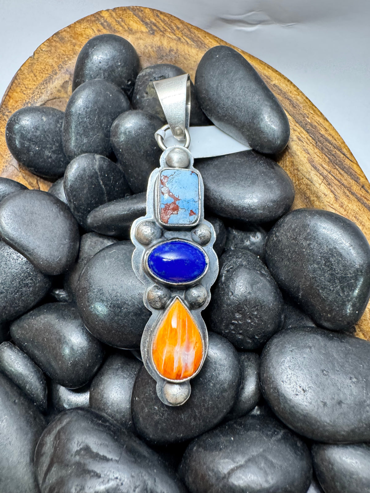 Golden Hills, Orange Spiny & Lapis Pendant