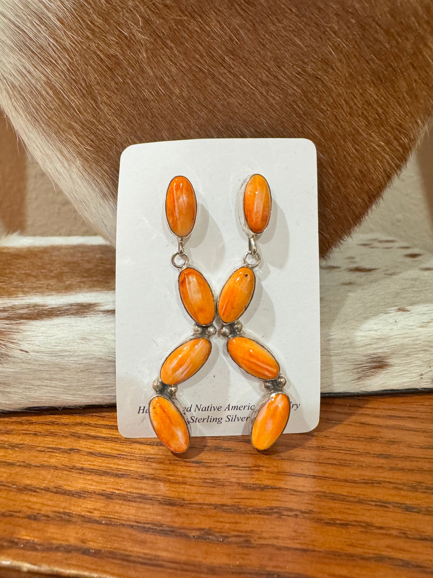 Orange Spiny Zigzag Earrings