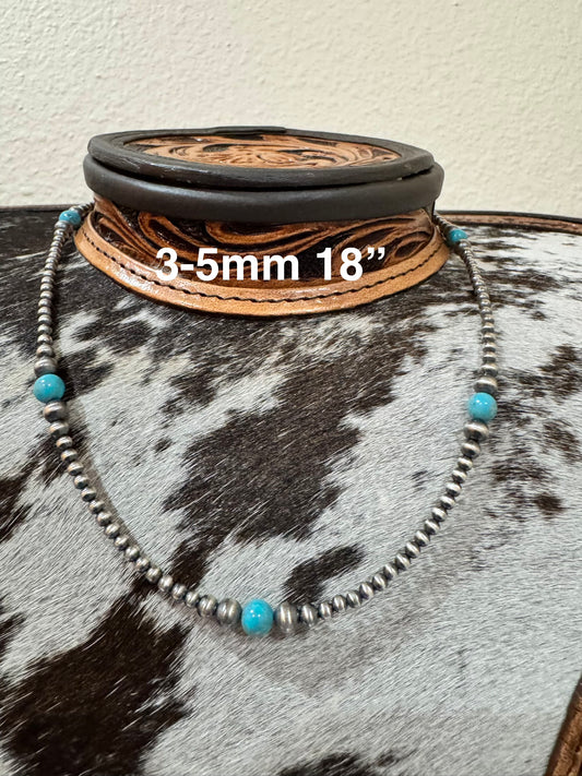 Sterling Silver Pearls w/Kingman Turquoise