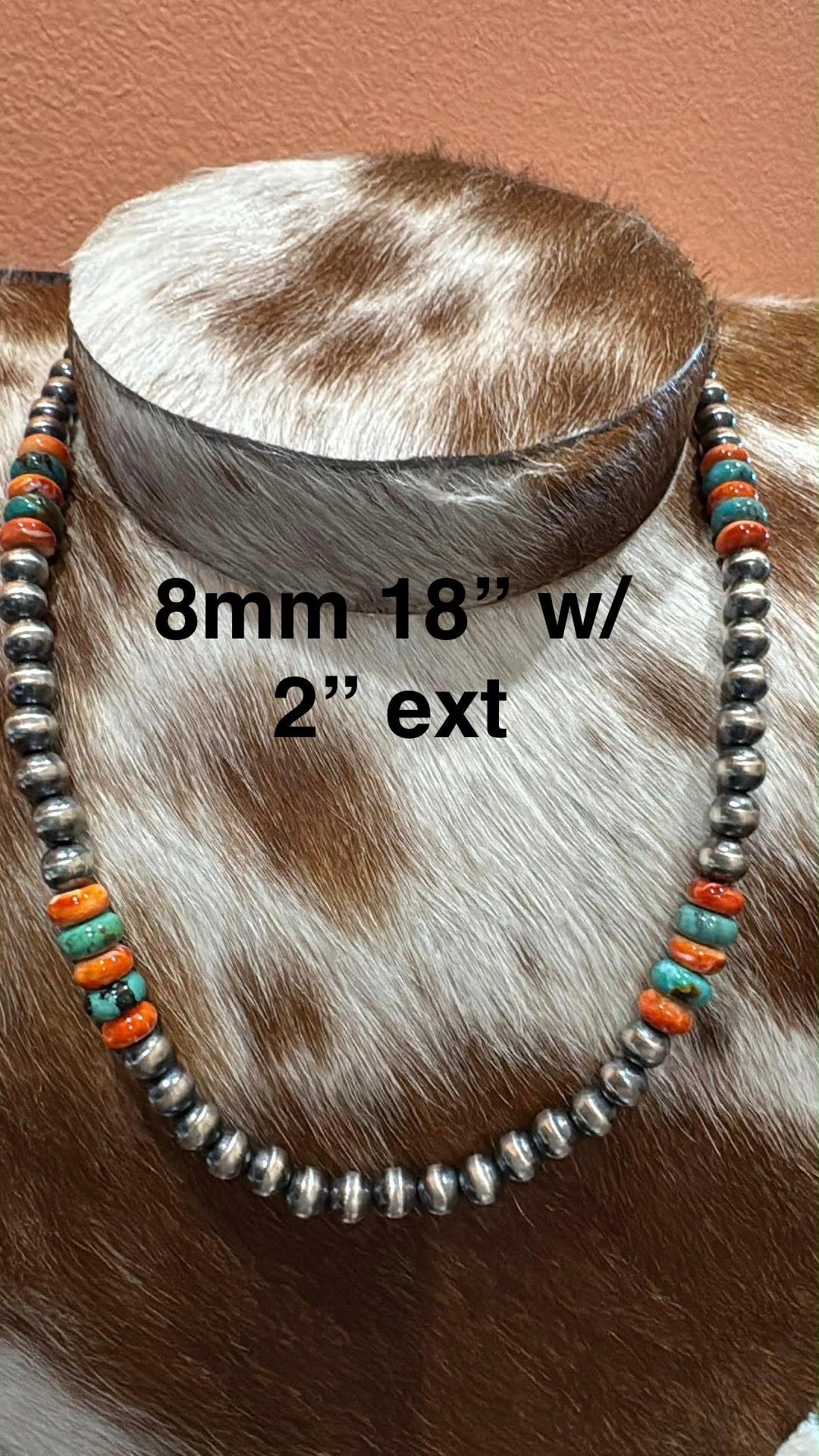 Kingman & Orange Spiny Pearl Necklace